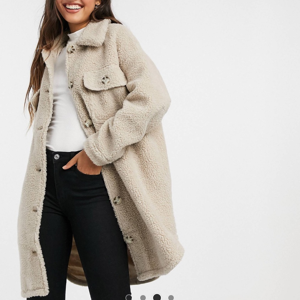 Asos Jacqueline de young sharpa teddy cream shacket size M